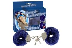 Металлические наручники с синим плюшем