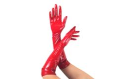 Глянцевые виниловые перчатки Art of Sex - Lora, размер L, цвет Красный