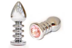 ВТУЛКА СЕРЕБРЯНАЯ РИФЛЁНАЯ (металл.) цвет кристалла розовый, L 100 мм, D 38 мм