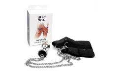 Наручники с металлической анальной пробкой Art of Sex Handcuffs with Metal Anal Plug  size M Black