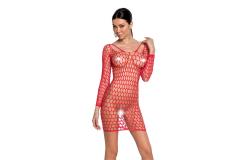 Бодистокинг-платье с глубоким воротом Passion BS093 red, длинные рукава