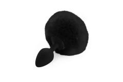 Силиконовая анальная пробка М Art of Sex - Silicone Bunny Tails Butt plug, цвет Черный, диаметр 3,5 см