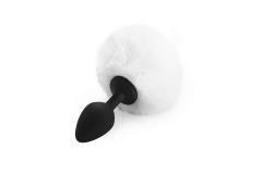 Силиконовая анальная пробка М Art of Sex - Silicone Bunny Tails Butt plug, цвет Белый, диаметр 3,5 см