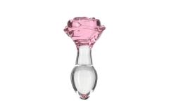 Стеклянная анальная пробка Pillow Talk Rosy Luxurious Glass Anal Plug, ?3,3 см, вибропуля в подарок