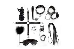 Набор Art of Sex - Spikes BDSM Set Leather, 10 предметов, натуральная кожа, Черный