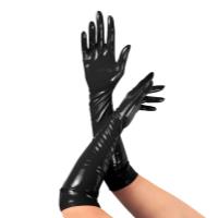 Глянцевые виниловые перчатки Art of Sex - Lora, размер M, цвет Черный