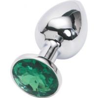Анальная пробка Silver Plug Green Jewel