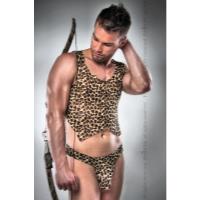 Мужской эротический костюм охотника Passion 023 SET XXL/XXXL: леопардовая маечка и стринги