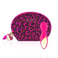 Мини-вибромассажер Rianne S: Lovely Leopard Pink, 10 режимов работы, косметичка-чехол, мед.силикон