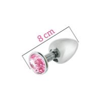 Металлическая анальная пробка с розовым кристаллом MAI Attraction Toys №73, длина 8 см, диаметр 3 см