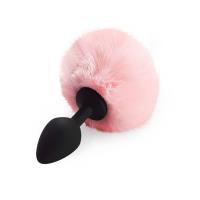 Силиконовая анальная пробка М Art of Sex - Silicone Bunny Tails Butt plug, цвет Розовый, диаметр 3,5 см