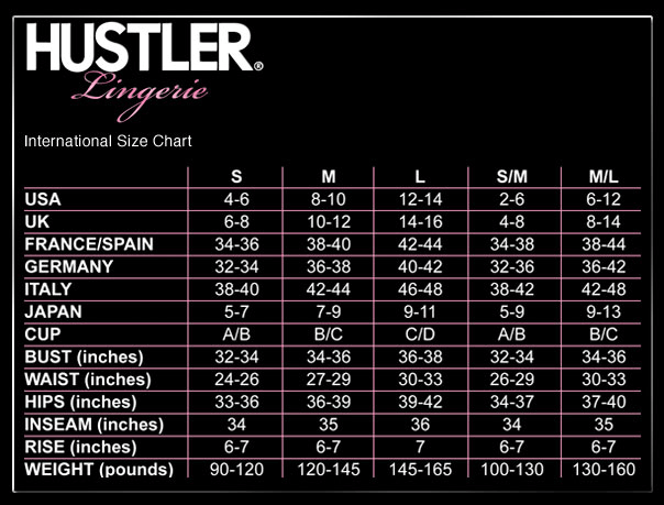 Таблица размеров белья Hustler